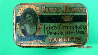 Vintage Medicine Tin Robert J Pierce 
