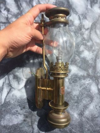 Antique Brass Gas Light Sconce Now Converted For Electric Use - White Star Lines