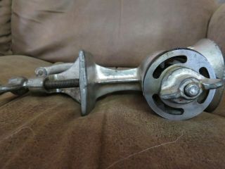 Antique Griswold Cast Iron Meat Grinder No 0 Wood Handle Kitchen Tool 4