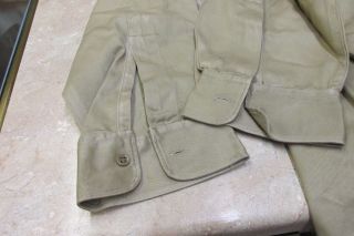 Vietnam Era US Khaki Chino Cotton Uniform Shirt Long Sleeve Spec 5 Patch BIG Sz 8