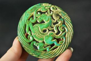 Delicate Chinese Old Jade Carved Two - Sided Dragon/horse Pendant J16
