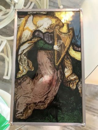 Antique stained glass panels Angels and Instruments Set 2