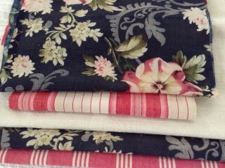 Antique vintage French Fabric 6 piece pack bundles for projects sewing dolls 8