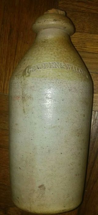 Cowden & Wilcox Stoneware Bottle Crock Jug Harrisburg Pa 1800s Antique Vintage