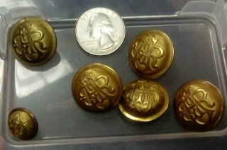 6 - Old GAR Antique Brass GRAND ARMY Republic Military Veteran BUTTONS WATERBURY 2