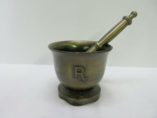 Vintage Heavy Solid Rx Medical Mortar And Pestle Apothecary