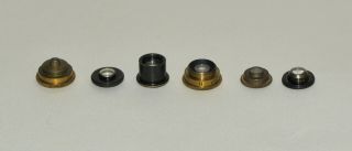 5 X Old Brass Microscope Lenses,  Maybe Culpeper Etc.