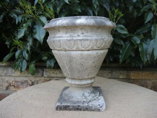 Small Antique Marble Stone Garden Urn 30 Cm High (474)