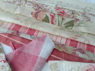 Antique Vintage French Fabric 11 Piece Pack Bundles For Projects Sewing Dolls