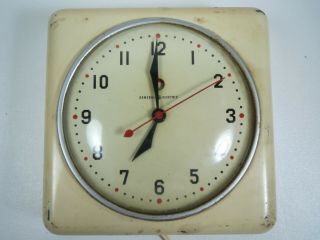 Mid Century General Electric Kitchen Wall Clock Usa Ge Vtg 50s White Model 2h08