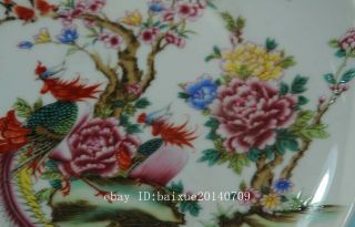 China old porcelain famille rose phoenix pattern plate/qianlong mark 28 b02 5