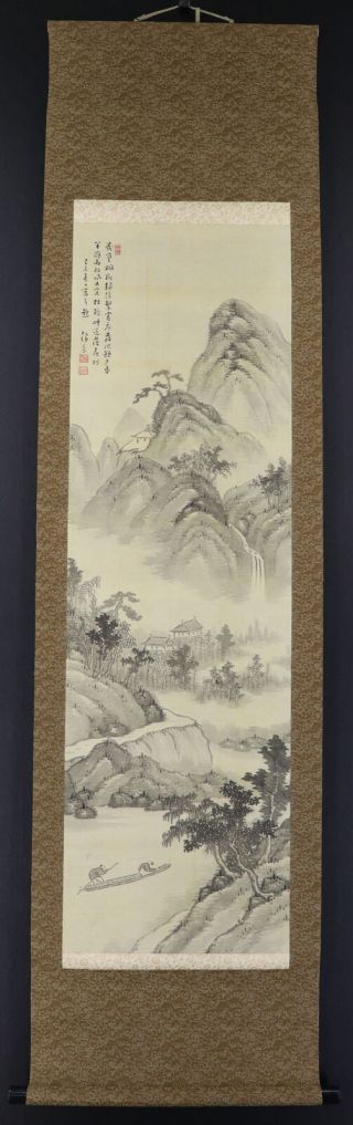JAPANESE HANGING SCROLL ART Painting Sansui Landscape Asian antique E7453 2