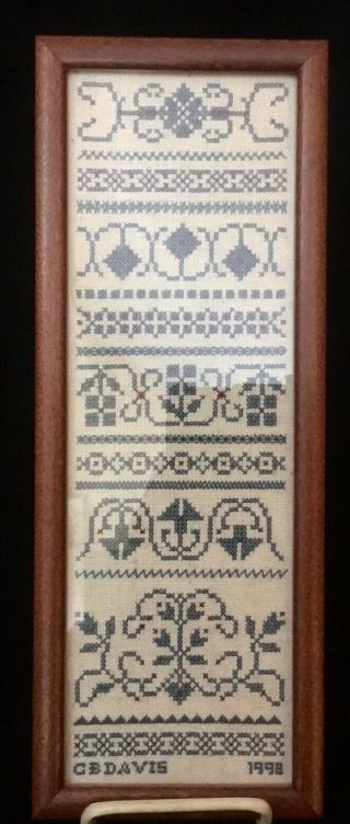 Framed Needlepoint Sampler In The Early American Style
