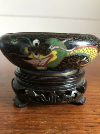 Vintage Chinese Cloisonné Dragon Bowl With Stand