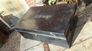 Vintage Metal Deed Box With Handles For Ed De Warr 39.  5cm X 25cm X 15cm
