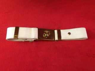 Vietnam War Era Usmc Marine Corps Military Police Web Dress Belt Brass Buckle