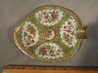 Antique Chinese Export Rose Medallion 8 " Leaf - Form Tray