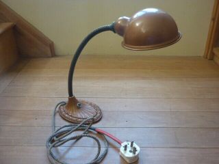 Vintage British 30s/40s Desk Lamp Metal/ Bendable Arm /cast Stand Deco Style
