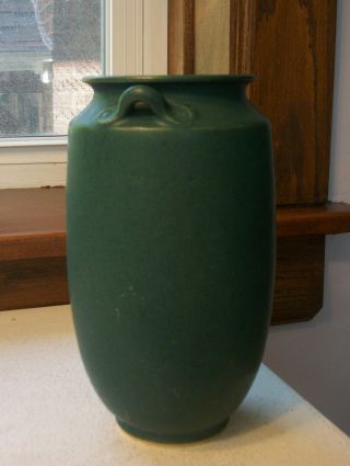Arts and Crafts Matte Finish Vase with Handles Circa 1910s Signed 2