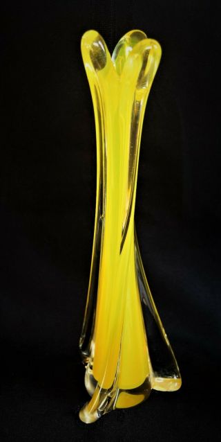Vintage Mid Century Modern Era Bright Yellow Murano Art Glass 10 1/2 