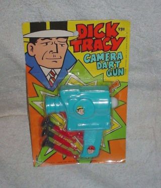 Very Rare Dick Tracy 8mm Camera Dart Gun Larami 1971 Toy Cap Gun & Spy Whistle