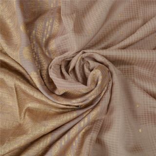 Sanskriti Vintage Cream Saree Pure Silk Zari Woven Craft Fabric Premium 5Yd Sari 5