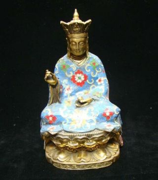 Handmade Carving Statue Buddha Copper Brass Cloisonne Enamel Religion 01