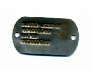 Rare Vietnam Us Army M - 1965 Two - Hole Open Edge Experimental Dog Tag