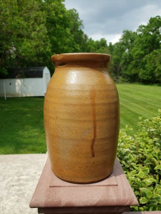 Rare Salt Glaze Stoneware Wax Seal Canning Jar Crock Leitzinger Clearfield Pa