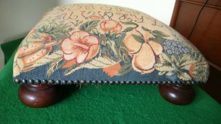 Vintage Style Square Footstool Rest With Tapestry Fabric Cover 2