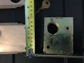 VTG Yale Brass Door Handle Hardware pull Plate 15x 3 1/2 &lock,  key 5