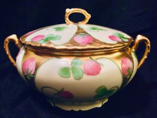 Limoges France,  Stouffer Hand Painted & Signed,  Gold Encrusted Tureen With Lid