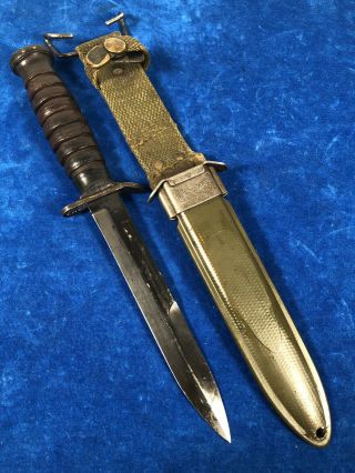 Ww2 Usm3 Camillus Guard Mark Trench Knife W M8 Sheath Wwii