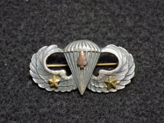 Wwii Us Army Sterling Silver Paratrooper Jump Wings W/ Invasion Arrow