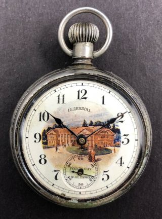 1905 18s Ingersoll Lewis & Clark Centennial Exposition Antique Pocket Watch Of