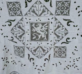 Stunning Antique French - Found White Lace Tablecloth - Home Decor Item.