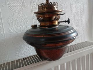 Hinks Victorian Coppered Oil Lamp Reservoir With Burner