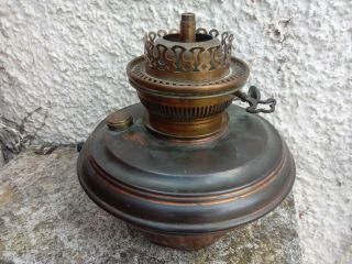 HINKS VICTORIAN COPPERED OIL LAMP RESERVOIR WITH BURNER 2