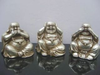 2.  36 Inch/ Chinese Tibet Silver Carved Three Buddha Figurines