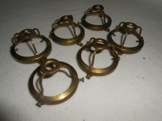 Antique Match Set Of 6 Brass 2 1/4 " Fitter Shade Holders For Chandelier,  Sconce,
