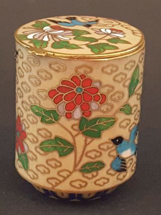 Japanese Cloisonné Vintage Art Deco Antique Cream Colour Bird Design Box