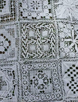Stunning Rare Antique French Handcrafted Crochet Lace Patchwork Bed Cover,  Throw