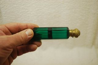 PERFECT VICTORIAN EMERALD GREEN CUT GLASS DOUBLE ENDED PERFUME BOTTLE 1880 ' S 2