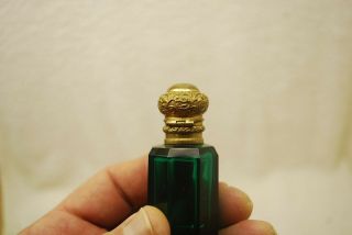 PERFECT VICTORIAN EMERALD GREEN CUT GLASS DOUBLE ENDED PERFUME BOTTLE 1880 ' S 3