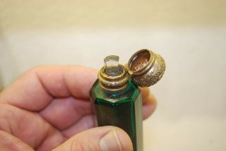 PERFECT VICTORIAN EMERALD GREEN CUT GLASS DOUBLE ENDED PERFUME BOTTLE 1880 ' S 4