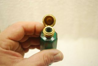 PERFECT VICTORIAN EMERALD GREEN CUT GLASS DOUBLE ENDED PERFUME BOTTLE 1880 ' S 7