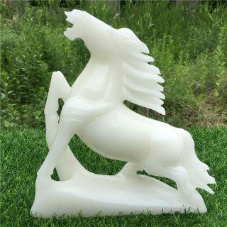 2440g Natural Carved White Jade Horse O1921 - T