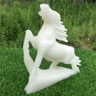 2440g Natural carved white jade horse O1921 - T 3