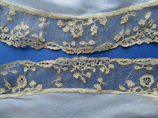 A Silk Chiffon Engageant Sleeves With 18th Century Alencon Lace Edging