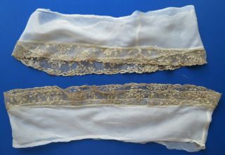 A SILK CHIFFON ENGAGEANT SLEEVES WITH 18TH CENTURY ALENCON LACE EDGING 2